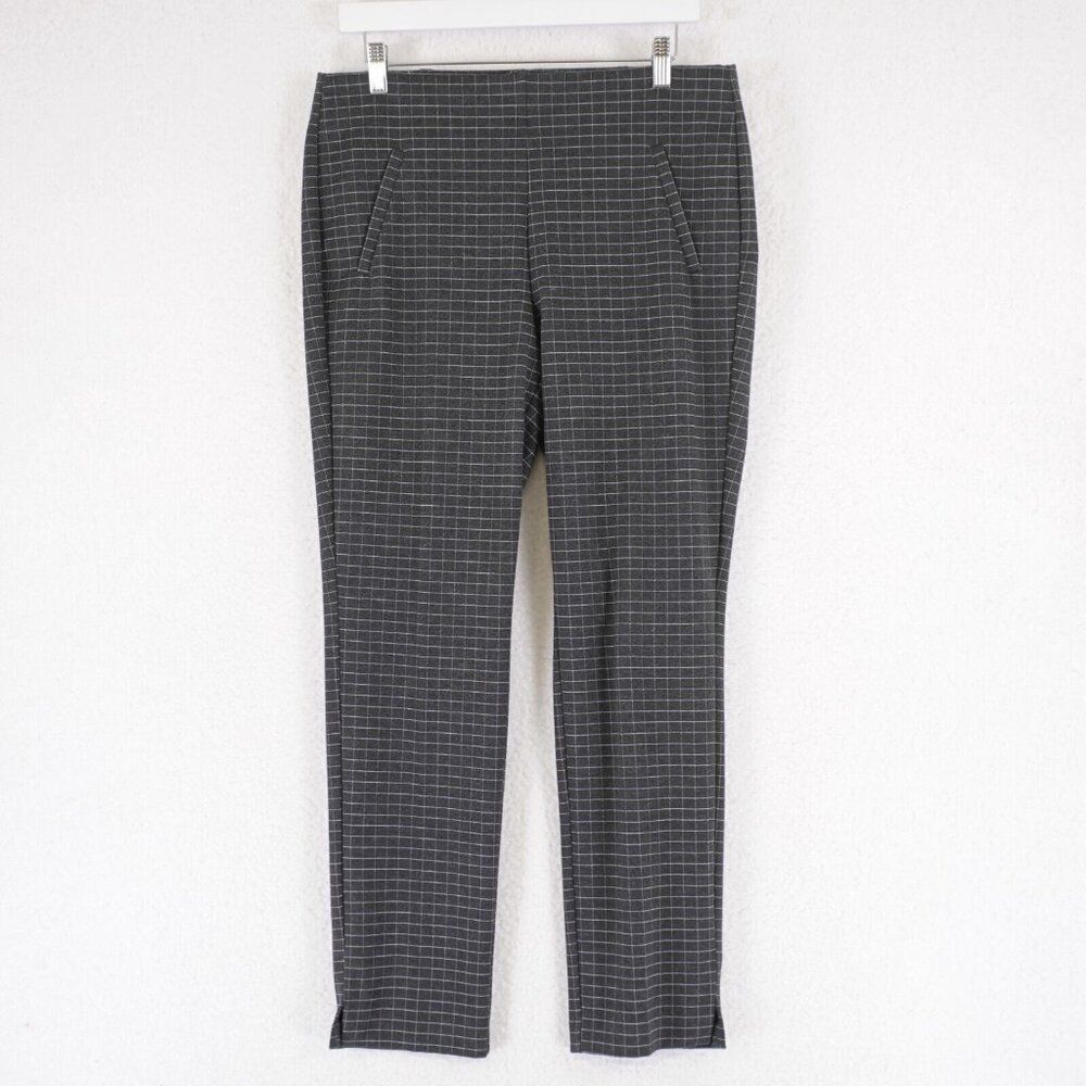 Chicos Black Windowpane Dress Pants‎ 6 32/28 High Rise